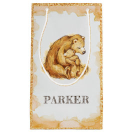 水パーソナライズされた色ベアハッピーバースデー スモールペーパーバッグ