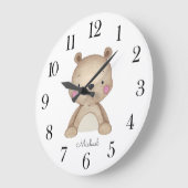 水パーソナライズされた色ベア子供部屋 ラージ壁時計 (傾斜)