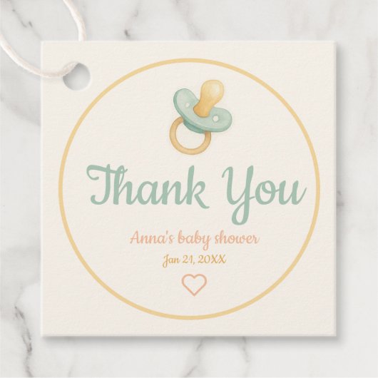 水パーソナライズされた色ベビーシャワーメッセージカード フェイバータグ (正面)