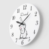 水パーソナライズされた色ベビーゾウ子供部屋 ラージ壁時計 (傾斜)