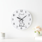 水パーソナライズされた色ベビーゾウ子供部屋 ラージ壁時計 (ホーム)