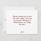 水パーソナライズされた色ベルネーズドッグクリスマス シーズンカード (裏面)