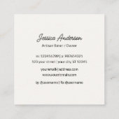 水パーソナライズされた色ペストリーベーキングベーカリー スクエア名刺 (裏面)