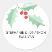 水パーソナライズされた色ホリー ラウンドシール (正面)