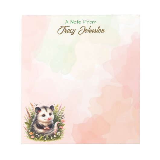 水パーソナライズされた色ポッサムの机から ノートパッド (正面)