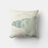 水パーソナライズされた色ポーラベア灰色バナー クッション (正面)