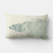 水パーソナライズされた色ポーラベア灰色バナー ランバークッション (裏面)