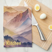 水パーソナライズされた色マウンテンサンセット キッチンタオル (四つ折り)
