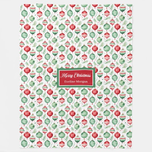 水パーソナライズされた色メリークリスマスフリース フリースブランケット (正面)