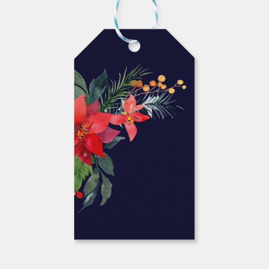 水パーソナライズされた色メリークリスマスポインセチア ギフトタグ (裏面)