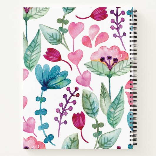 水パーソナライズされた色モノグラムスクリプト名 ノートブック (裏面)