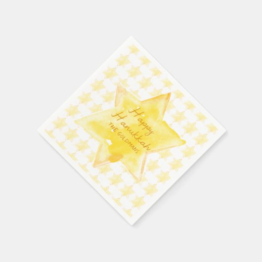 水パーソナライズされた色ユダヤ人スターハヌカー スタンダードカクテルナプキン (角)