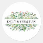 水パーソナライズされた色ユーカリ葉 ラウンドシール (正面)