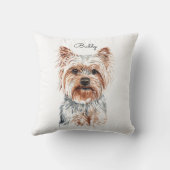 水パーソナライズされた色ヨークシャーテリア クッション (裏面)