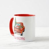 水パーソナライズされた色レッドピックアップヴィンテージトラック マグカップ (正面左)