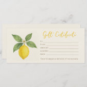 水パーソナライズされた色レモンギフト券 (正面/裏面)