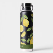 水パーソナライズされた色レモンパターン ウォーターボトル (背面)