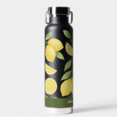 水パーソナライズされた色レモンパターン ウォーターボトル (正面)