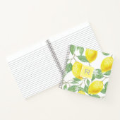 水パーソナライズされた色レモンモノグラム ノートブック (内部)