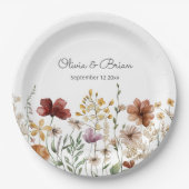 水パーソナライズされた色ワイルドフラワーかわいらしフローラ ペーパープレート (正面)