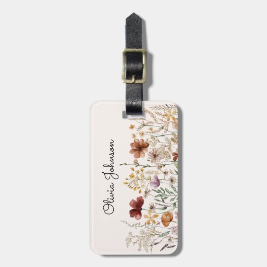 水パーソナライズされた色ワイルドフラワーかわいらしフローラ ラゲッジタグ (正面縦)