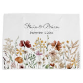 水パーソナライズされた色ワイルドフラワーかわいらしフローラ ラージペーパーバッグ (正面)