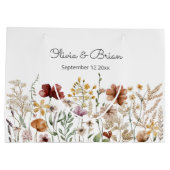 水パーソナライズされた色ワイルドフラワーかわいらしフローラ ラージペーパーバッグ (裏面)