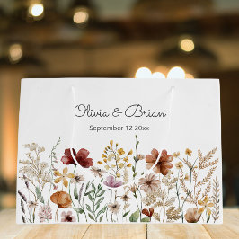 水パーソナライズされた色ワイルドフラワーかわいらしフローラ ラージペーパーバッグ