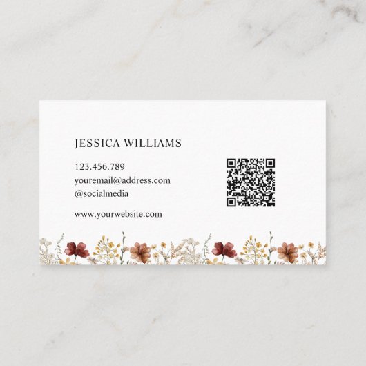 水パーソナライズされた色ワイルドフラワーかわいらしフローラ 名刺 (裏面)