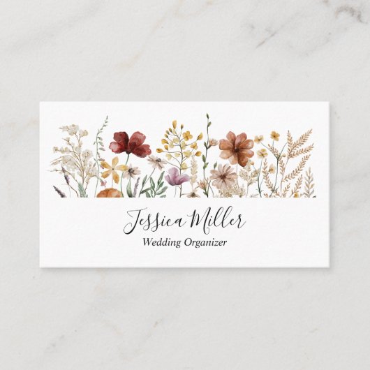 水パーソナライズされた色ワイルドフラワーかわいらしフローラ 名刺 (正面)