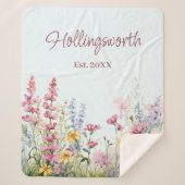 水パーソナライズされた色ワイルドフラワーフィールド シェルパブランケット (正面)