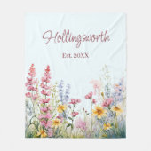 水パーソナライズされた色ワイルドフラワーフィールド フリースブランケット (正面)