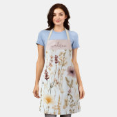 水パーソナライズされた色ワイルドフラワーボホ エプロン (着用した状態)