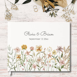 水パーソナライズされた色ワイルドフラワー牧草地フローラ ゲストブック