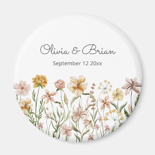 水パーソナライズされた色ワイルドフラワー牧草地フローラ マグネット (正面)