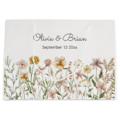 水パーソナライズされた色ワイルドフラワー牧草地フローラ ラージペーパーバッグ (正面)