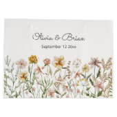 水パーソナライズされた色ワイルドフラワー牧草地フローラ ラージペーパーバッグ (裏面)