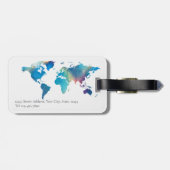 水パーソナライズされた色ワールドマップ ラゲッジタグ (裏面横)