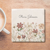 水パーソナライズされた色ヴィンテージ山花フローラ ストーンコースター