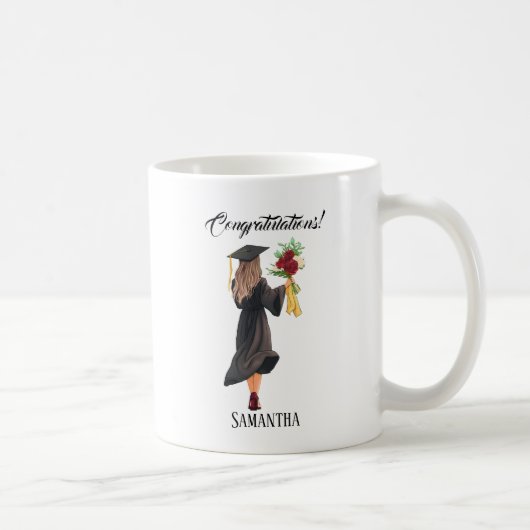 水パーソナライズされた色卒業 コーヒーマグカップ (右)