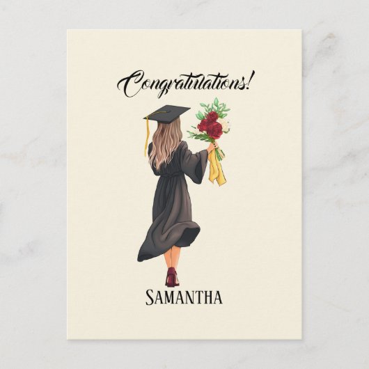 水パーソナライズされた色卒業 ポストカード (正面)