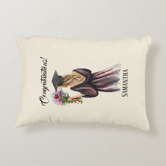 水パーソナライズされた色卒業(11) アクセントクッション (裏面)