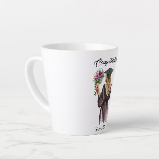 水パーソナライズされた色卒業(11) カフェラテマグ (左アングル)