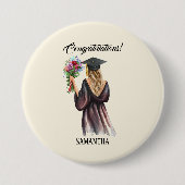 水パーソナライズされた色卒業(11) 缶バッジ (正面)