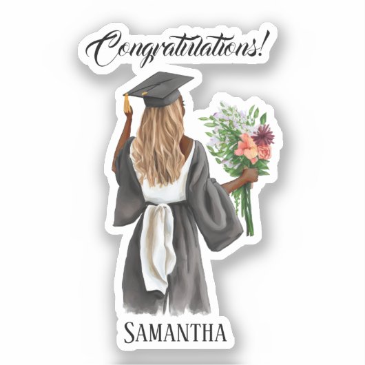 水パーソナライズされた色卒業(13) シール (正面)