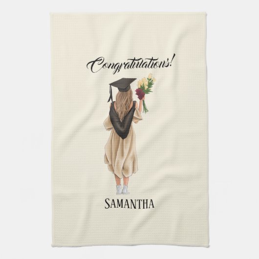 水パーソナライズされた色卒業(2) キッチンタオル (縦)