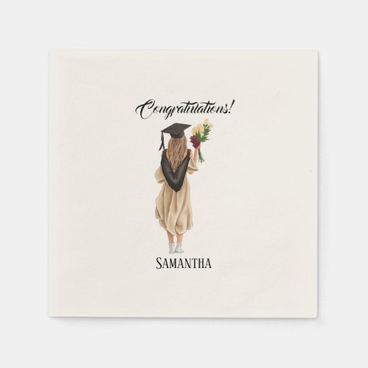 水パーソナライズされた色卒業(2) スタンダードカクテルナプキン (正面)