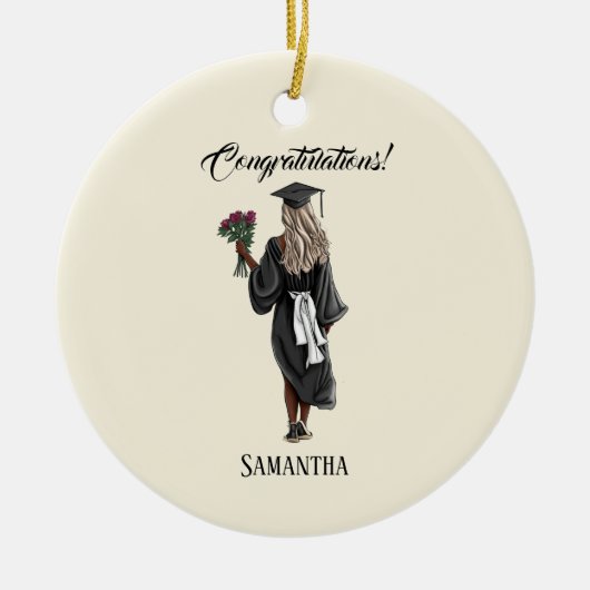 水パーソナライズされた色卒業(4) セラミックオーナメント (正面)