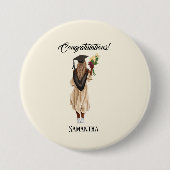 水パーソナライズされた色卒業(6) 缶バッジ (正面)