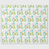 水パーソナライズされた色恐竜誕生日 ラッピングペーパー (フラット)